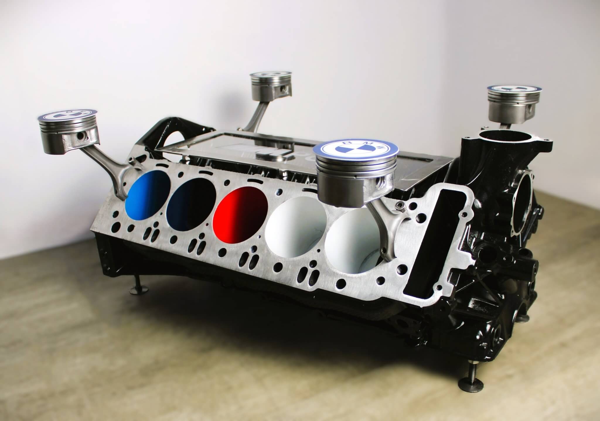 BMW M Series V10 Engine Block Coffee Table - BMW M - Power Color Scheme, Man Cave Furniture - Ben's Auto Decor