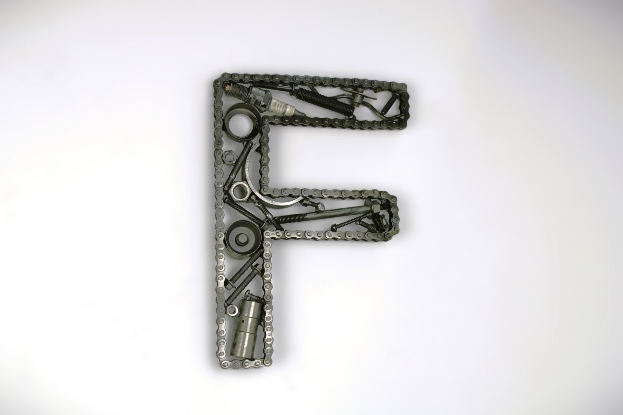 Car Part Letter F - Cool Wall Art for Car Enthusiasts, Handcrafted Last Name Initial - Ben's Auto Decor