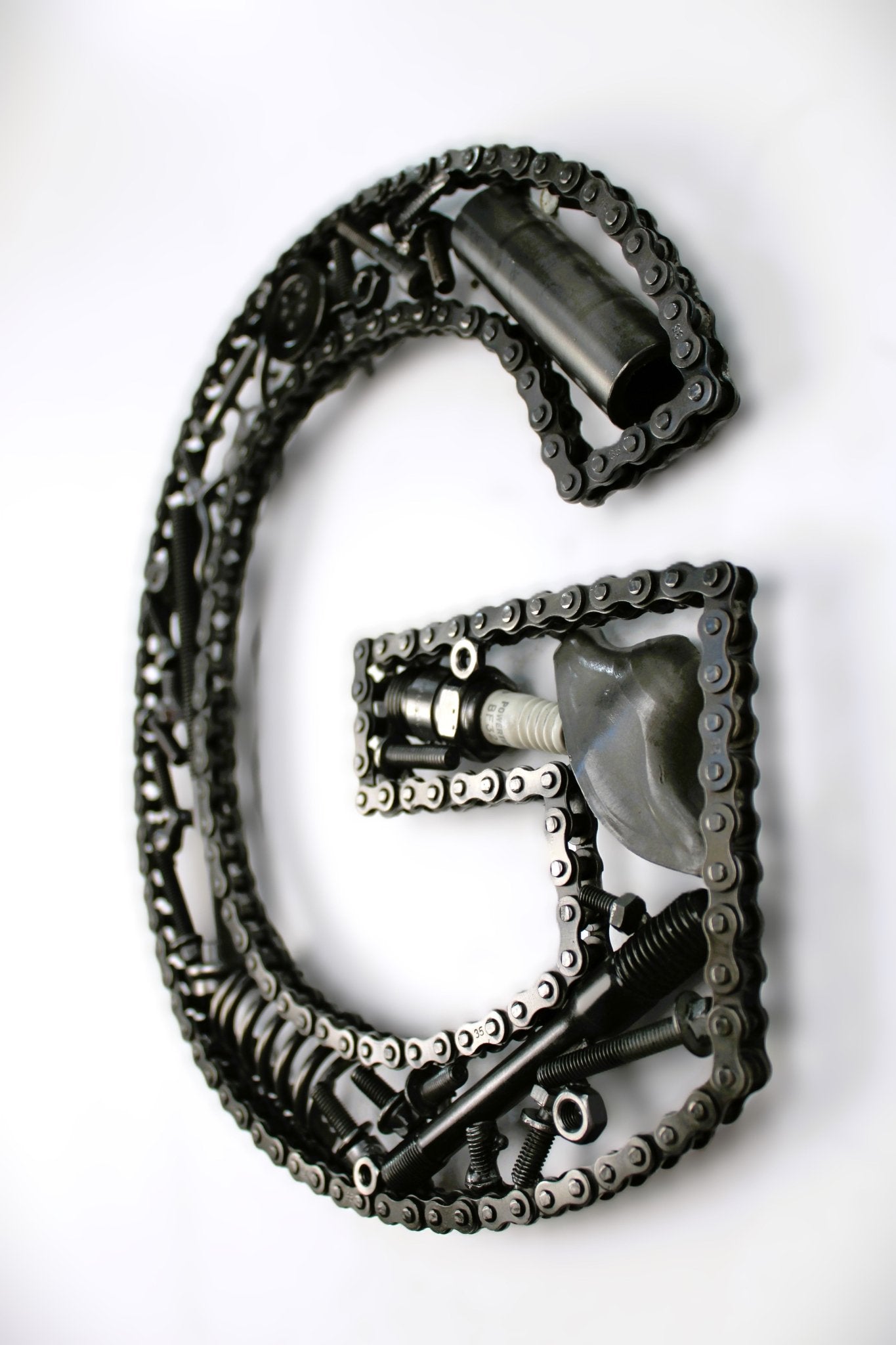 Car Part Letter G - Steampunk Decor, Motorhead Initial Sign, Automotive Wall Art - Ben's Auto Decor