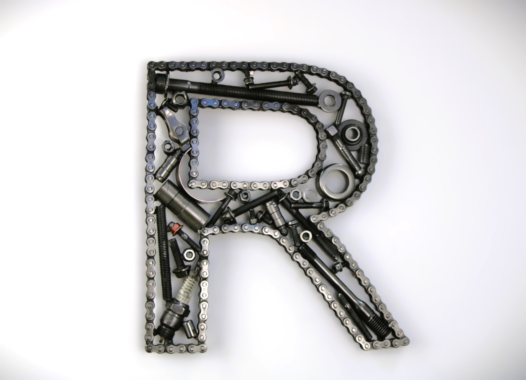 Car Part Letter R - Handcrafted Car Guy Gift, Steampunk Desk Decor, Automotive Letter - Ben's Auto Decor