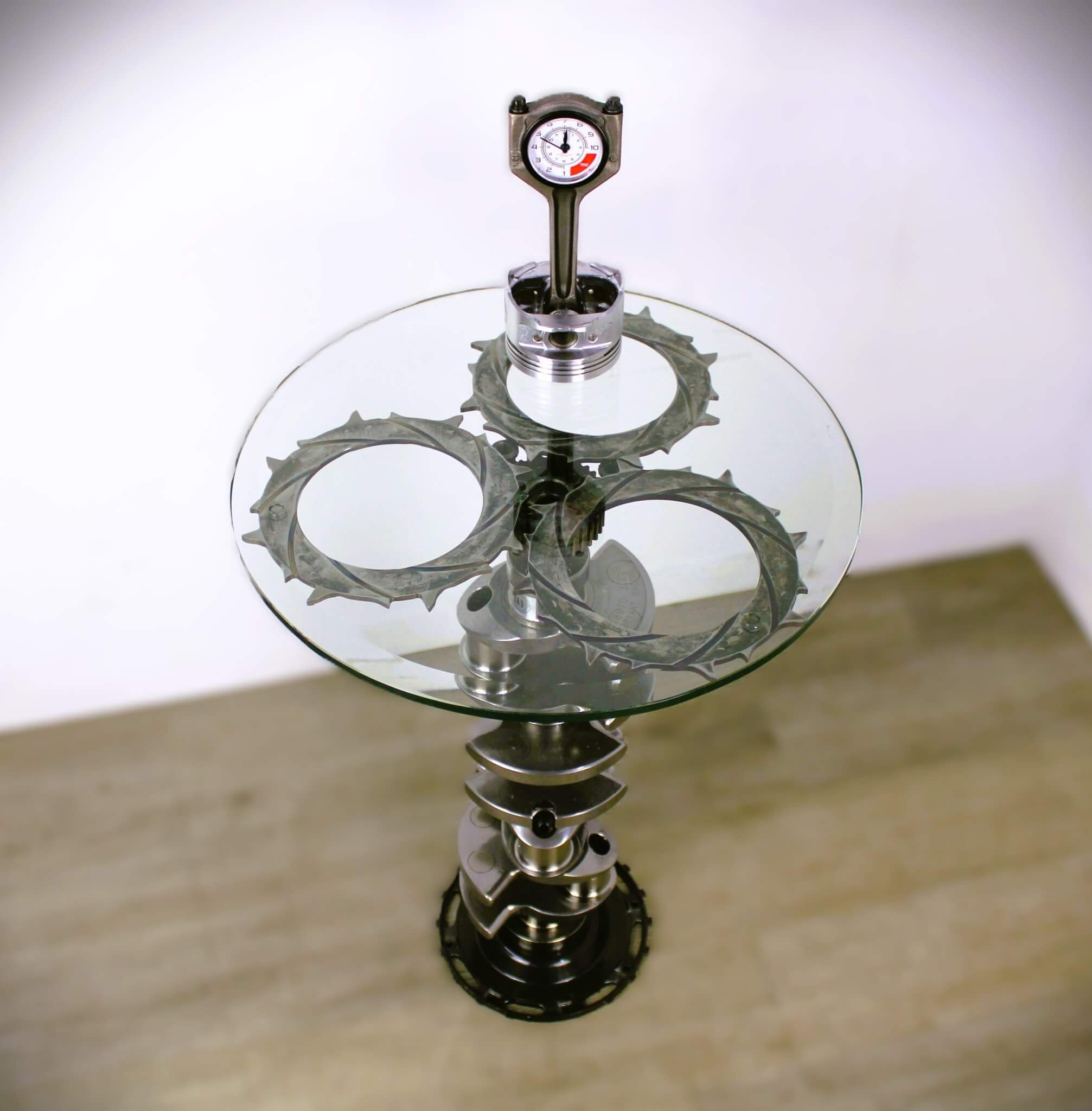 Crankshaft Table - Automotive Decor, Man Cave Furniture, Steampunk Decor, Round Table - Ben's Auto Decor