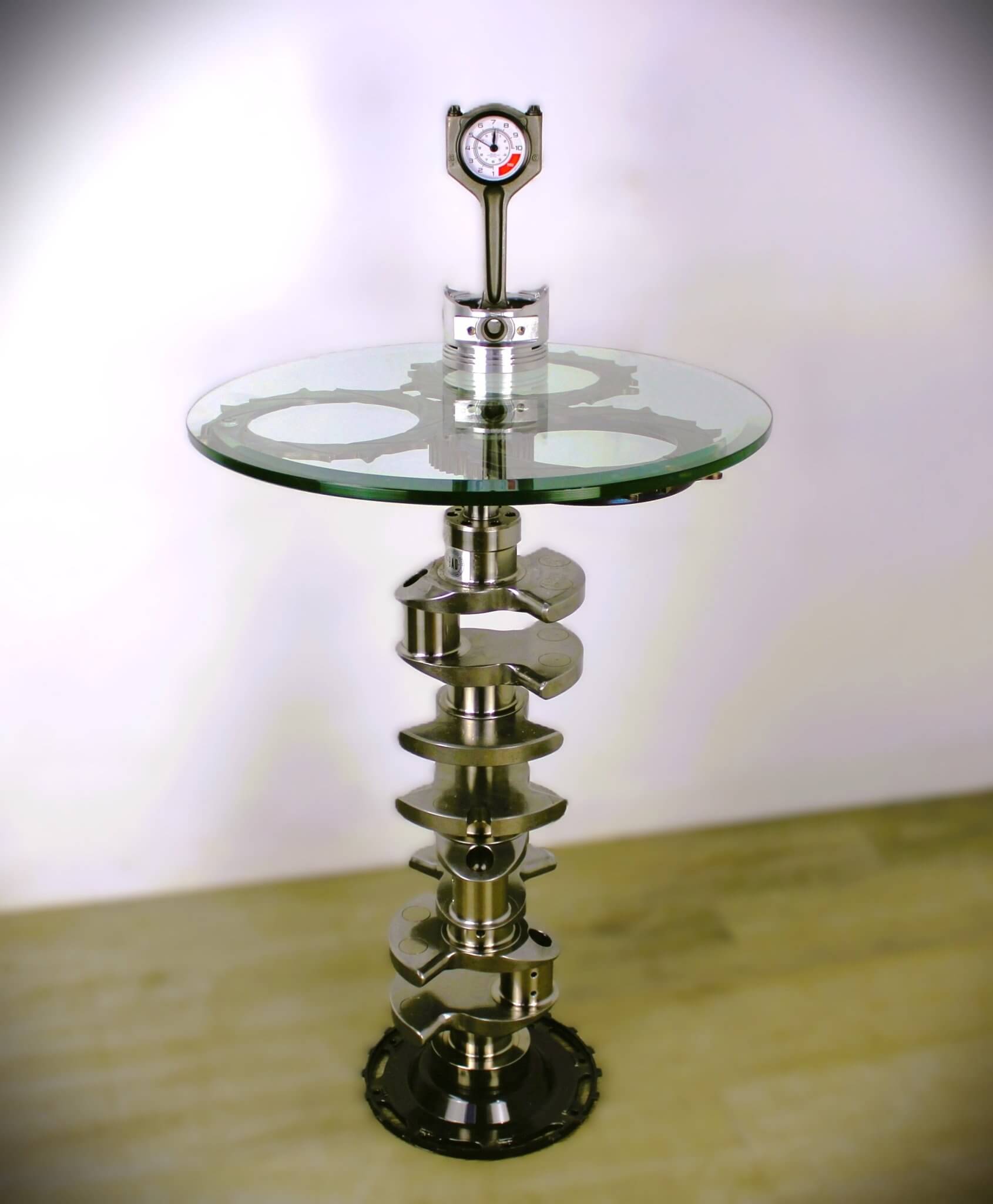 Crankshaft Table - Automotive Decor, Man Cave Furniture, Steampunk Decor, Round Table - Ben's Auto Decor