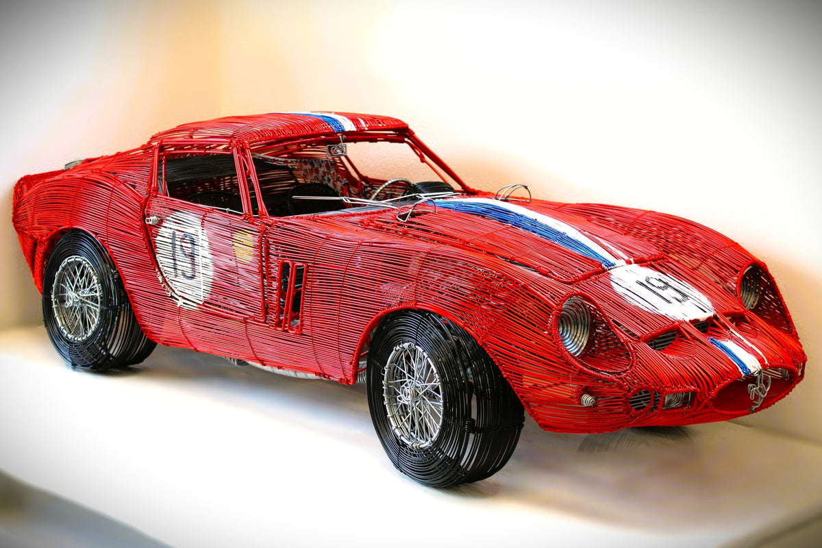 Ferrari 250 GTO No. 19 — Kinetic Wire Sculpture - Ben's Auto Decor