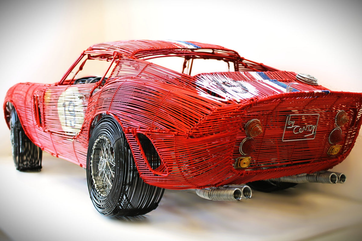 Ferrari 250 GTO No. 19 — Kinetic Wire Sculpture - Ben's Auto Decor