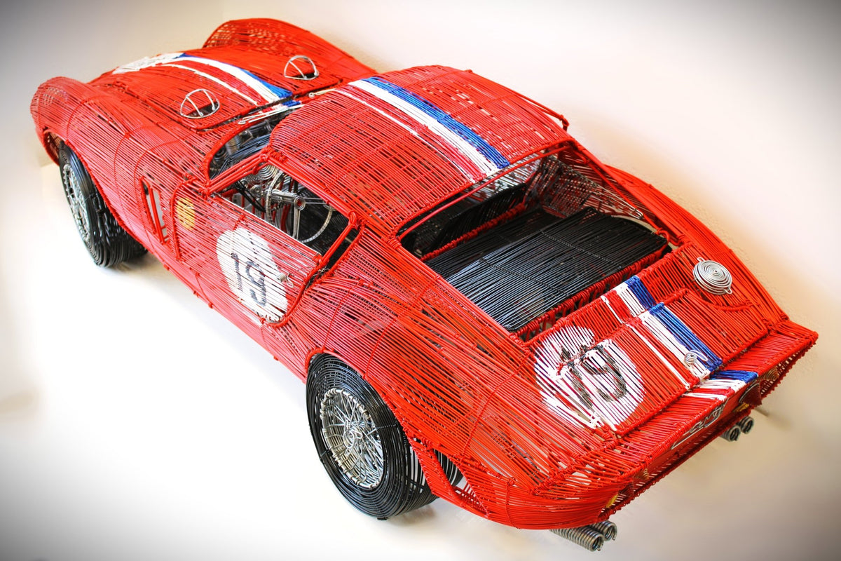 Ferrari 250 GTO No. 19 — Kinetic Wire Sculpture - Ben's Auto Decor