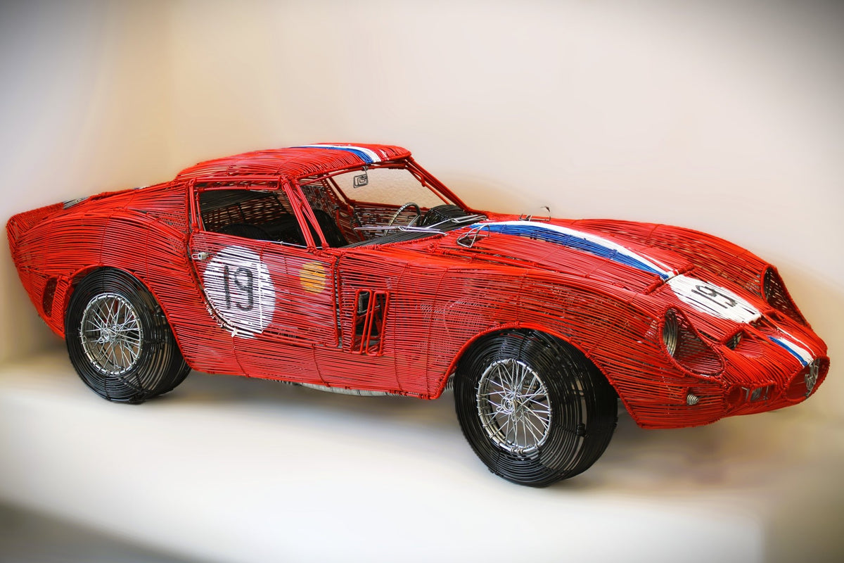 Ferrari 250 GTO No. 19 — Kinetic Wire Sculpture - Ben's Auto Decor