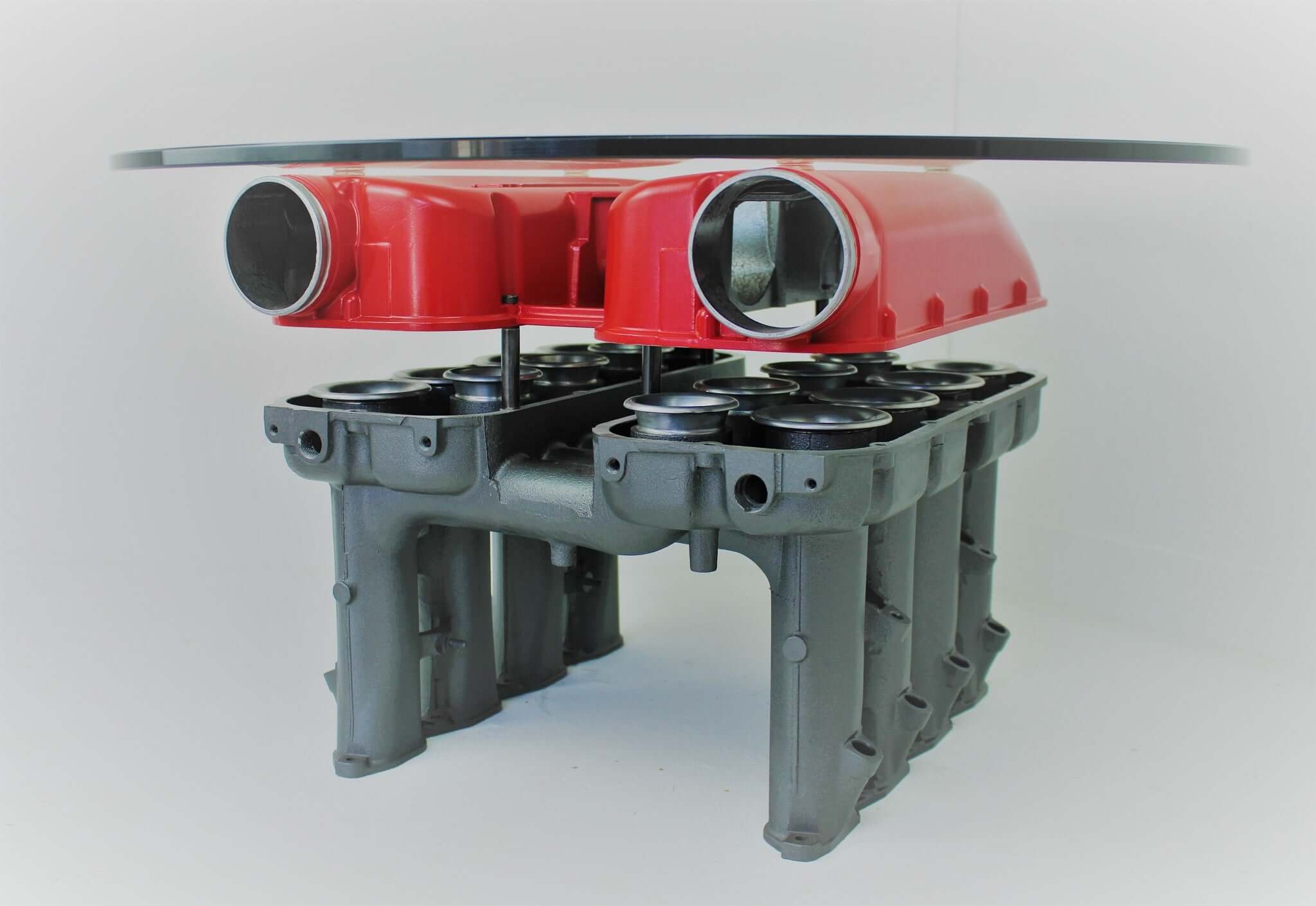 Ferrari Intake Manifold Coffee or End Table - Man Cave Furniture, Unique Automotive Decor - Ben's Auto Decor