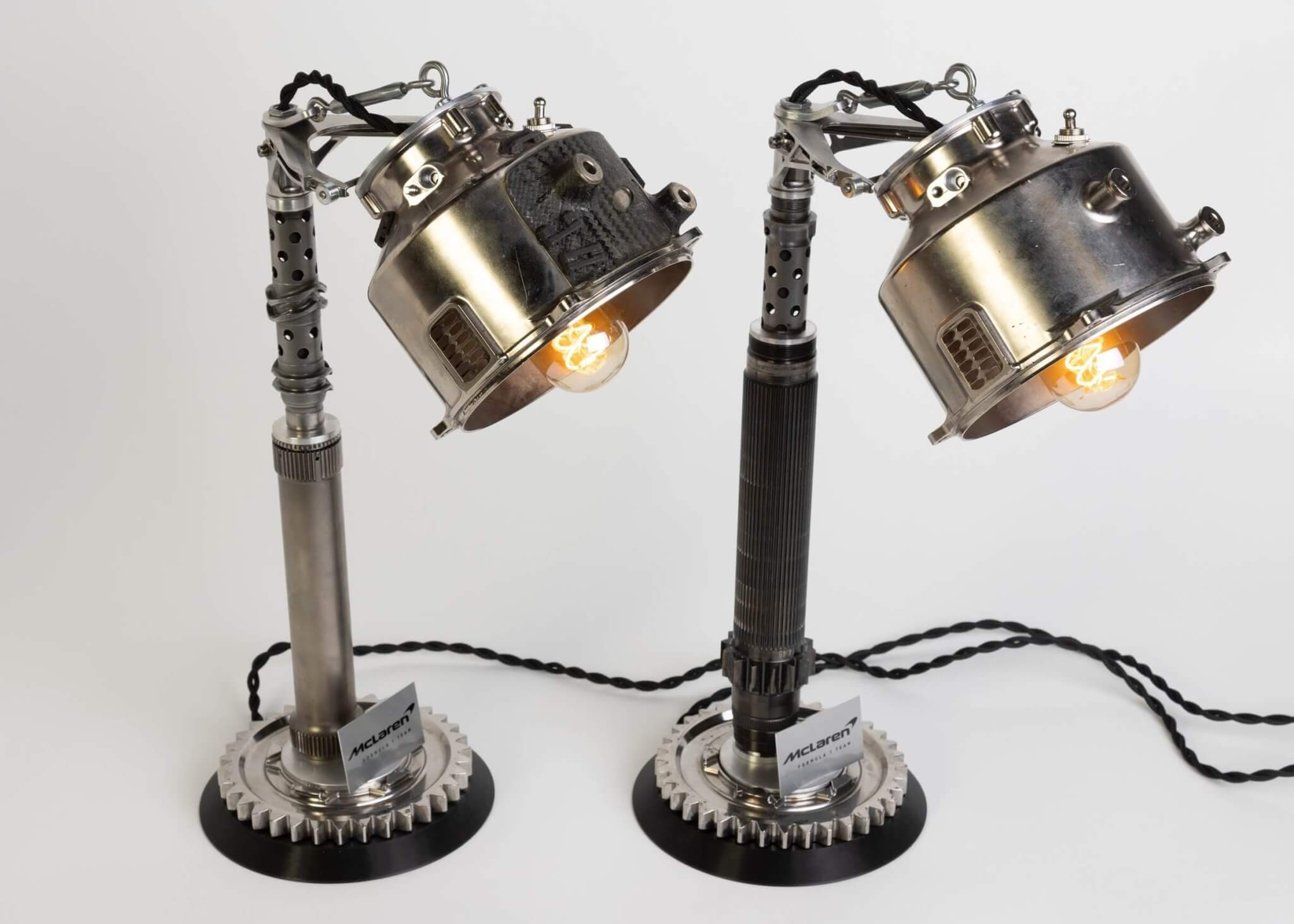 Formula 1 Clutch Housing Lamp - Race Car Decor Made from Authentic McLaren Engine Components - Ben's Auto Decor
