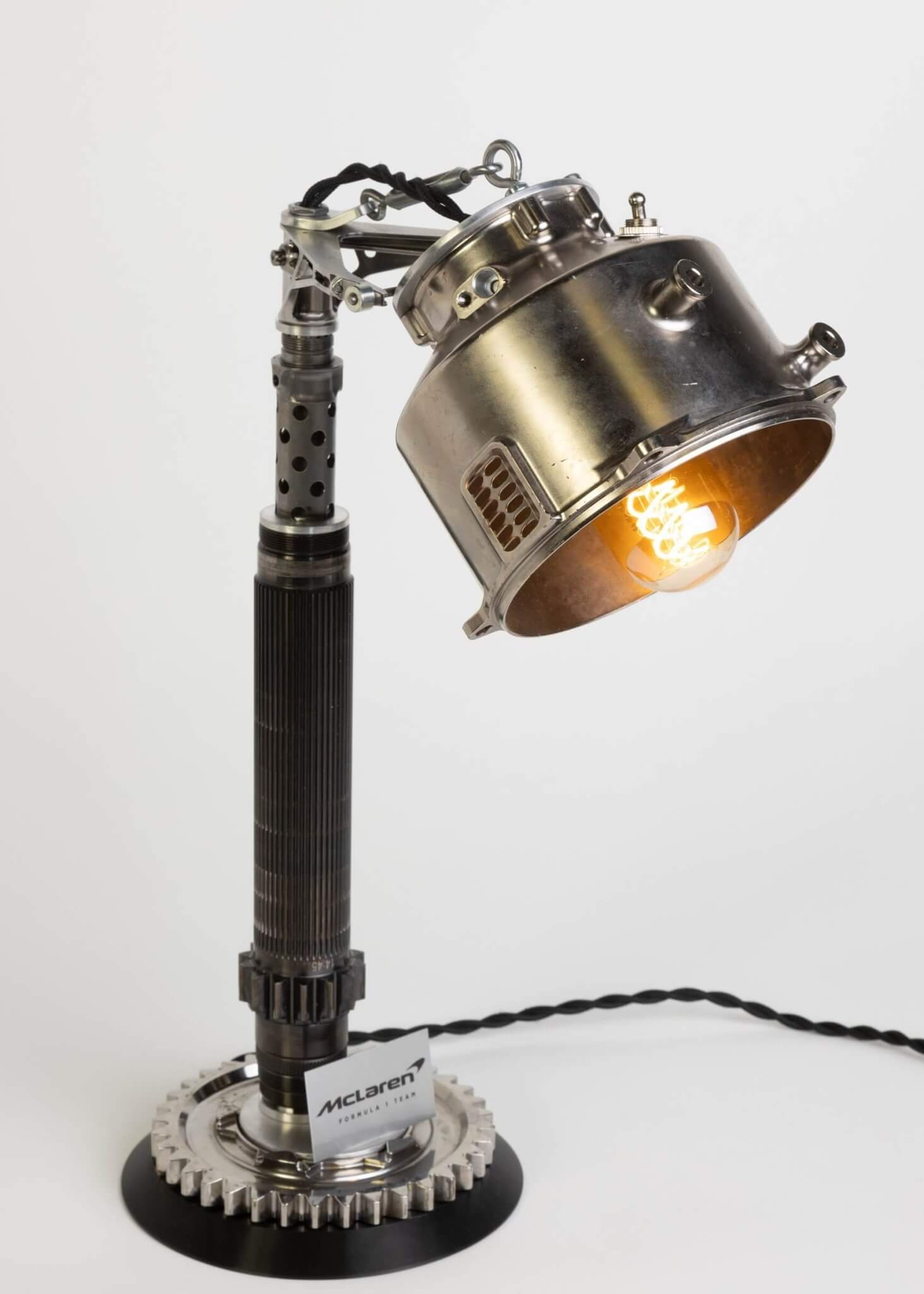 Formula 1 Clutch Housing Lamp - Race Car Decor Made from Authentic McLaren Engine Components - Ben's Auto Decor