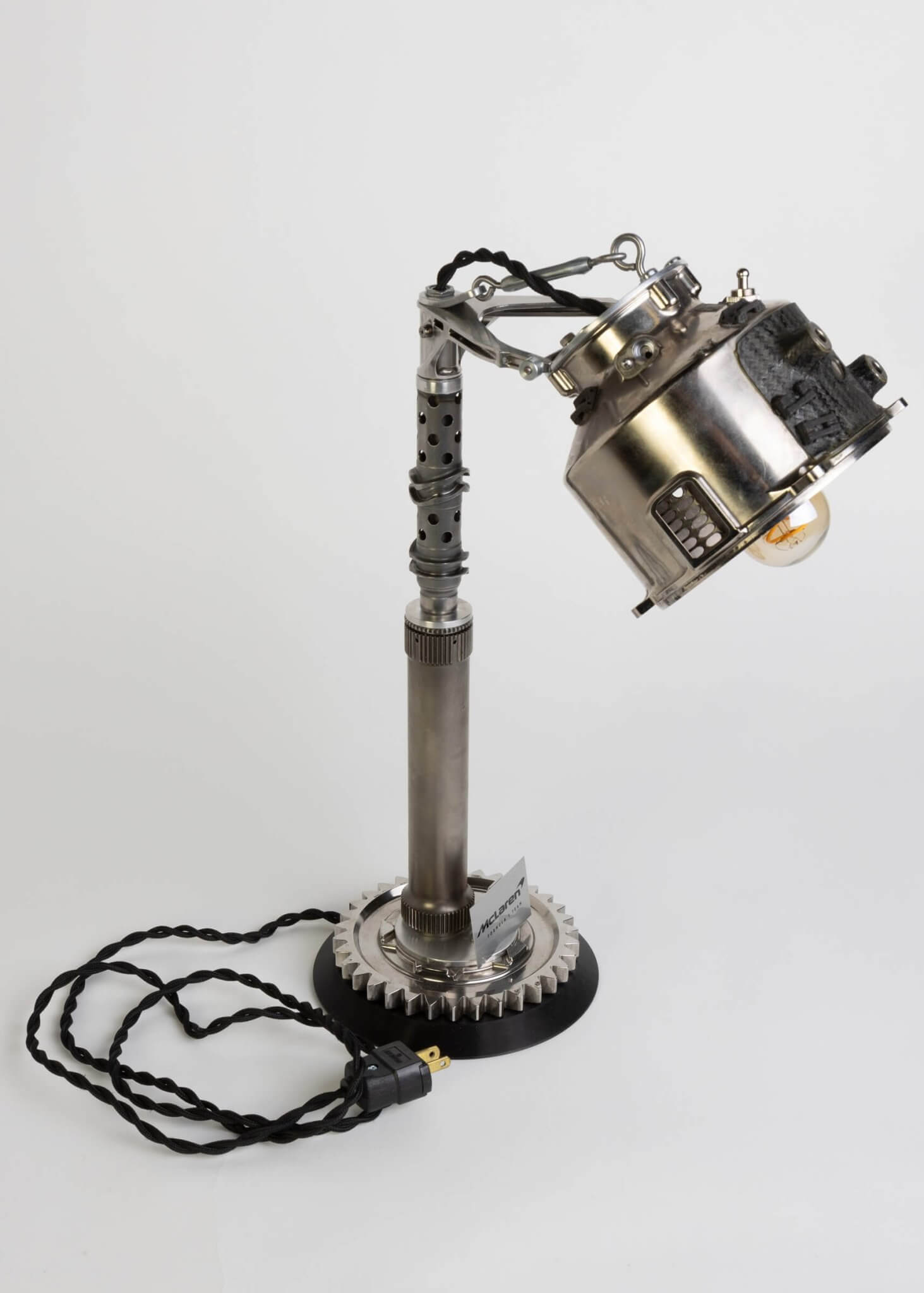 Formula 1 Clutch Housing Lamp - Race Car Decor Made from Authentic McLaren Engine Components - Ben's Auto Decor