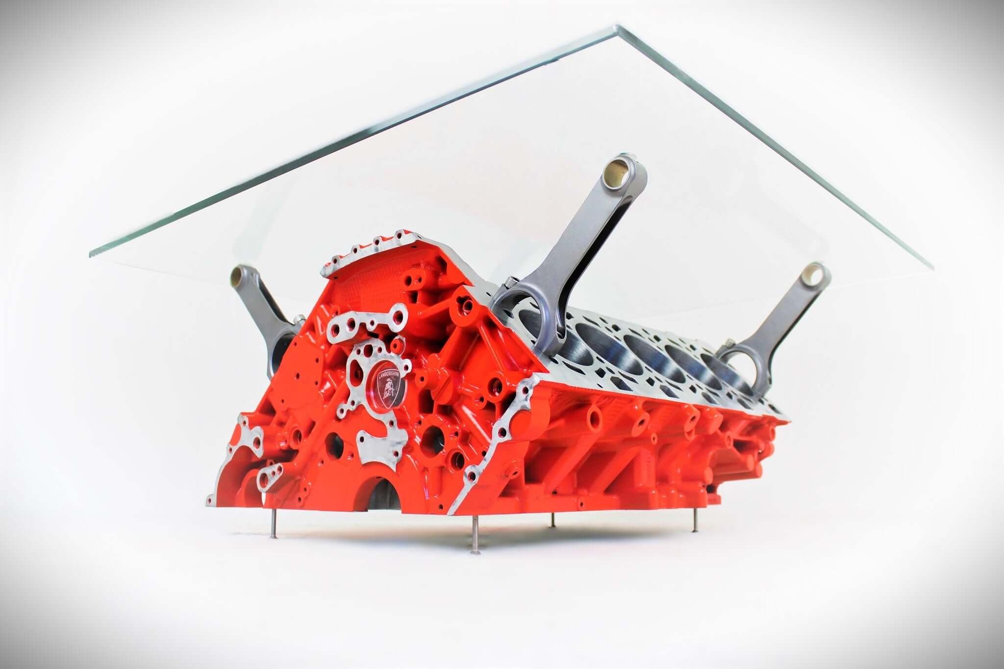 Lamborghini Gallardo V10 Engine Block Coffee Table - Unique Man Cave Furniture, Lamborghini Decor - Ben's Auto Decor