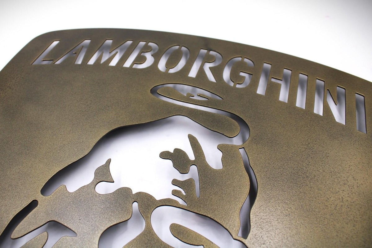 Metallic Lamborghini Cutout Sign – Handcrafted Wall Art