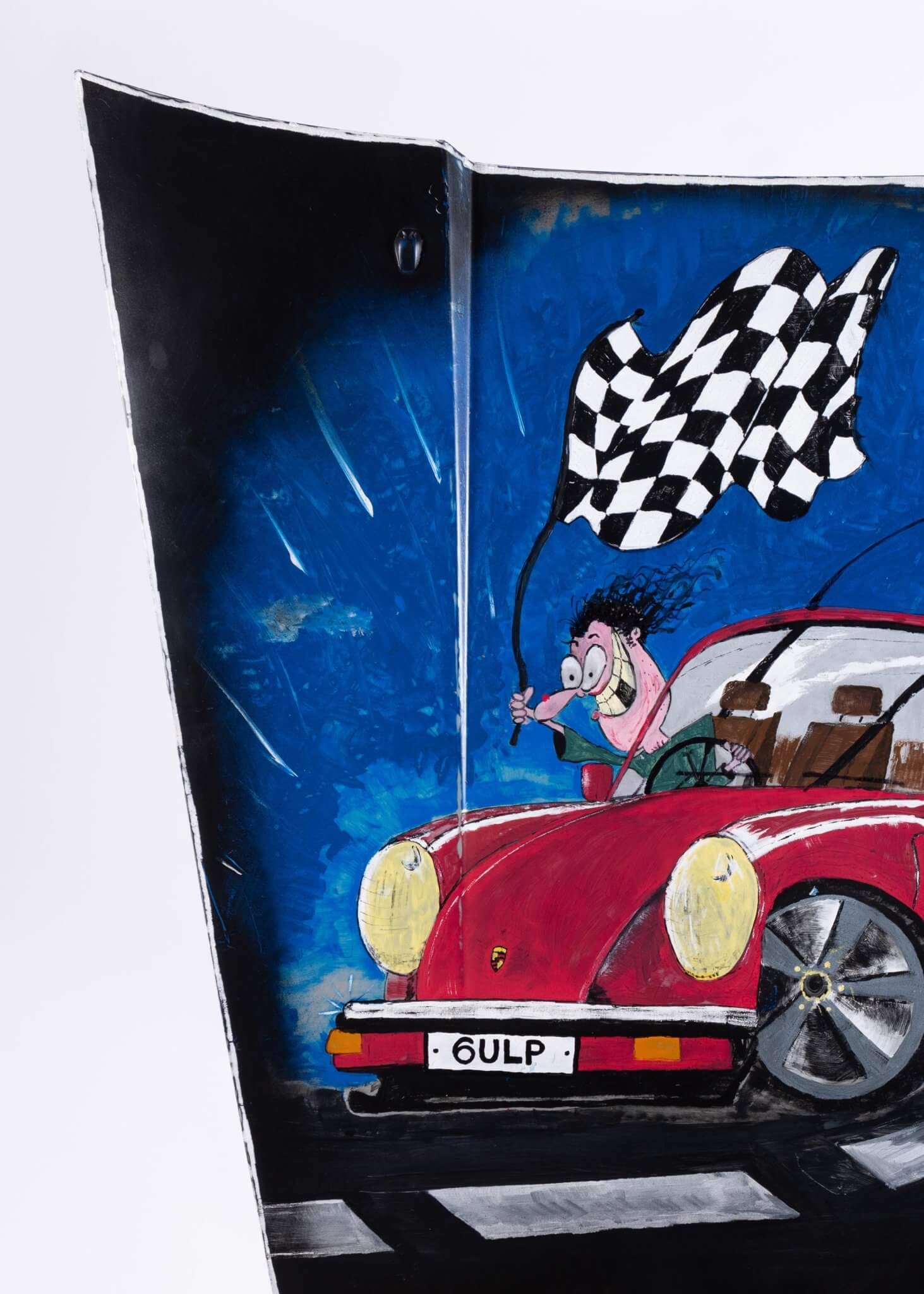 Porsche 911 Hood Art - Hand - Painted Automotive Artwork, Unique Piece 'GULP' - Ben's Auto Decor