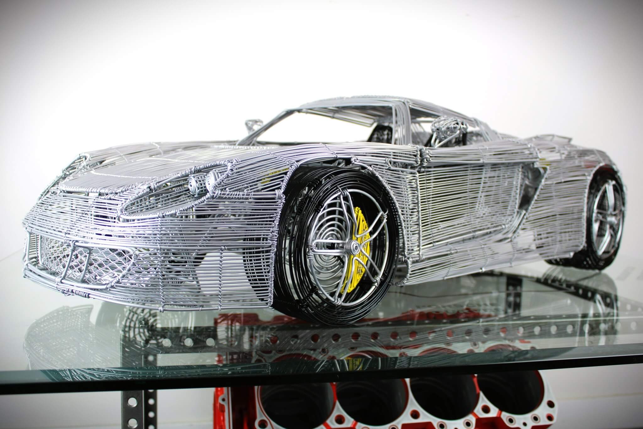 Porsche Carrera GT Wire Car Model - Handcrafted Car Enthusiast Decor, One - Of - A - Kind Masterpiece, Showroom Collectible, Limited Edition - Ben's Auto Decor