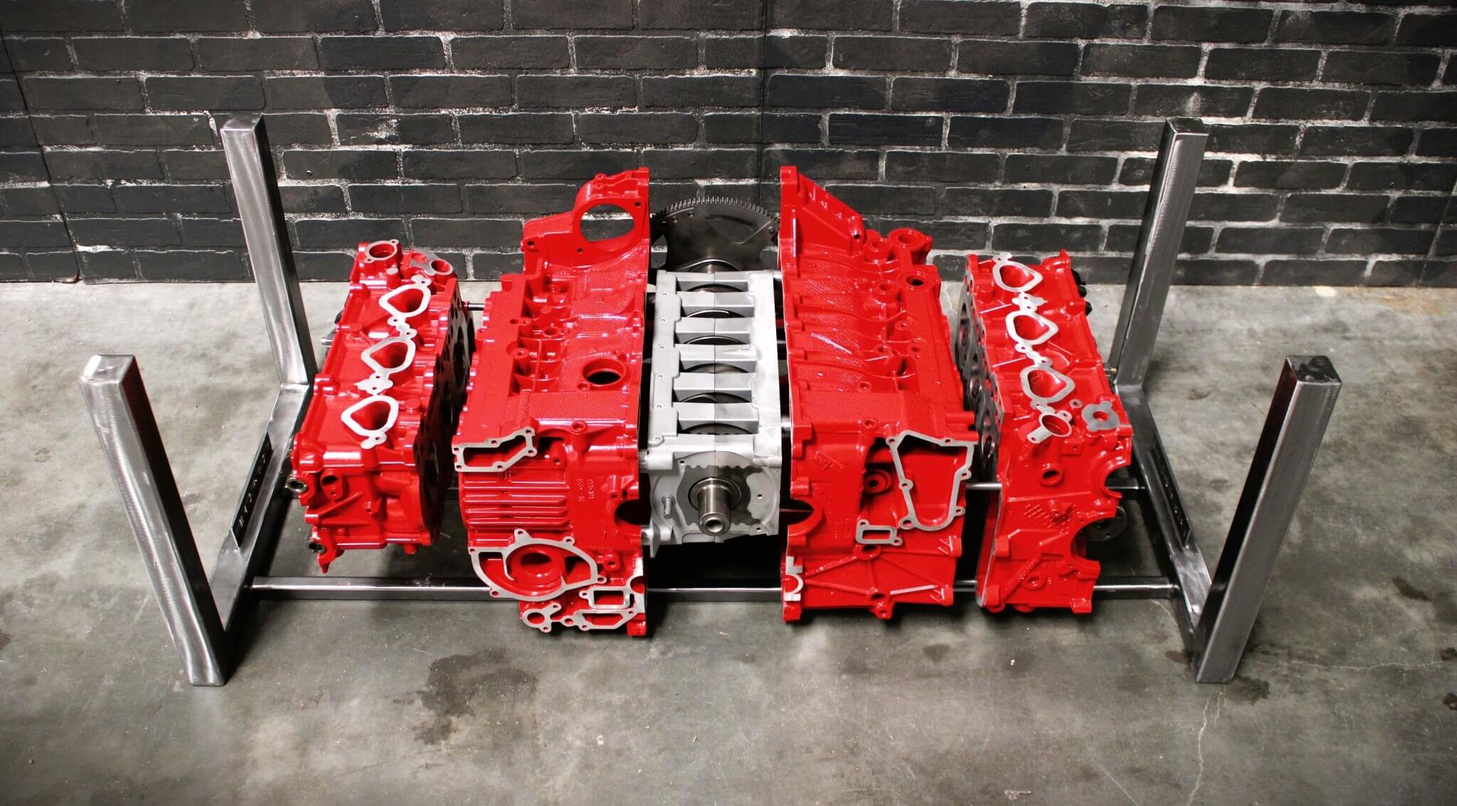 Porsche Engine Coffee Table – Exploded Diagram Display with Crankshaft & Heads | Industrial Frame | Custom Finish | Glass Top Included - Ben's Auto Decor