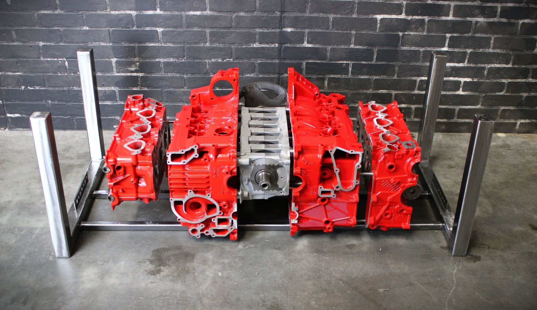 Porsche Engine Coffee Table – Exploded Diagram Display with Crankshaft & Heads | Industrial Frame | Custom Finish | Glass Top Included - Ben's Auto Decor