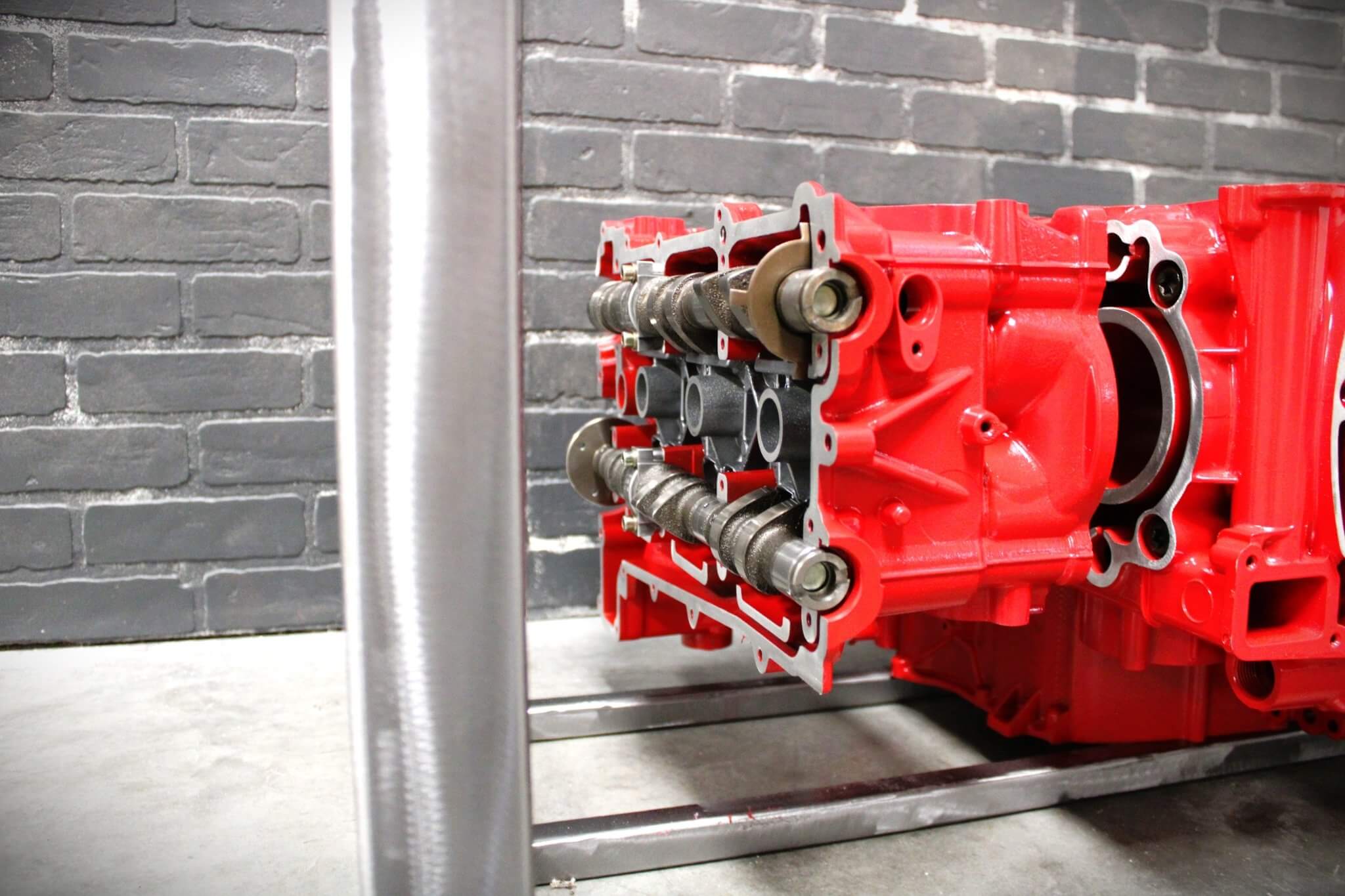 Porsche Engine Coffee Table – Exploded Diagram Display with Crankshaft & Heads | Industrial Frame | Custom Finish | Glass Top Included - Ben's Auto Decor