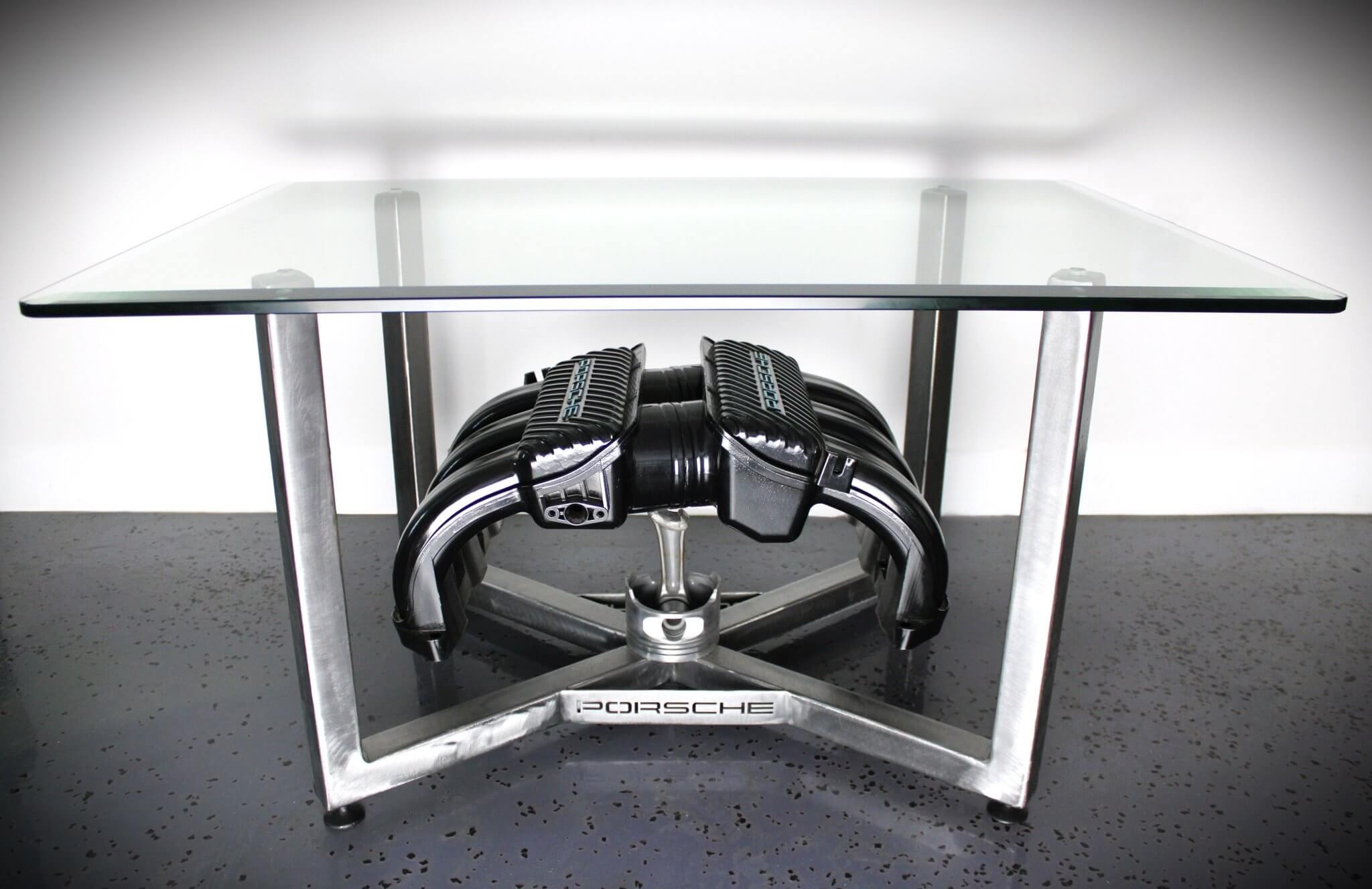 Porsche Intake Manifold Coffee Table - Unique Coffee Table, Automotive Decor, Modern Coffee Table - Ben's Auto Decor