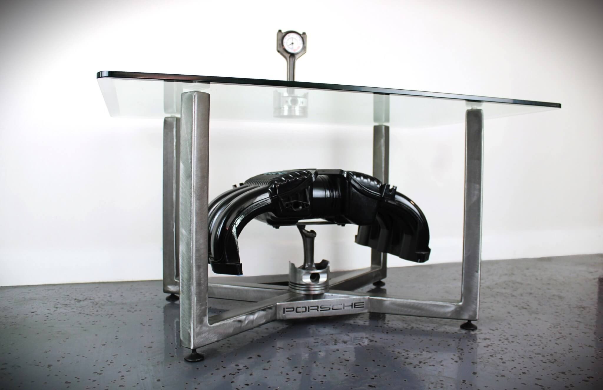 Porsche Intake Manifold Coffee Table - Unique Coffee Table, Automotive Decor, Modern Coffee Table - Ben's Auto Decor