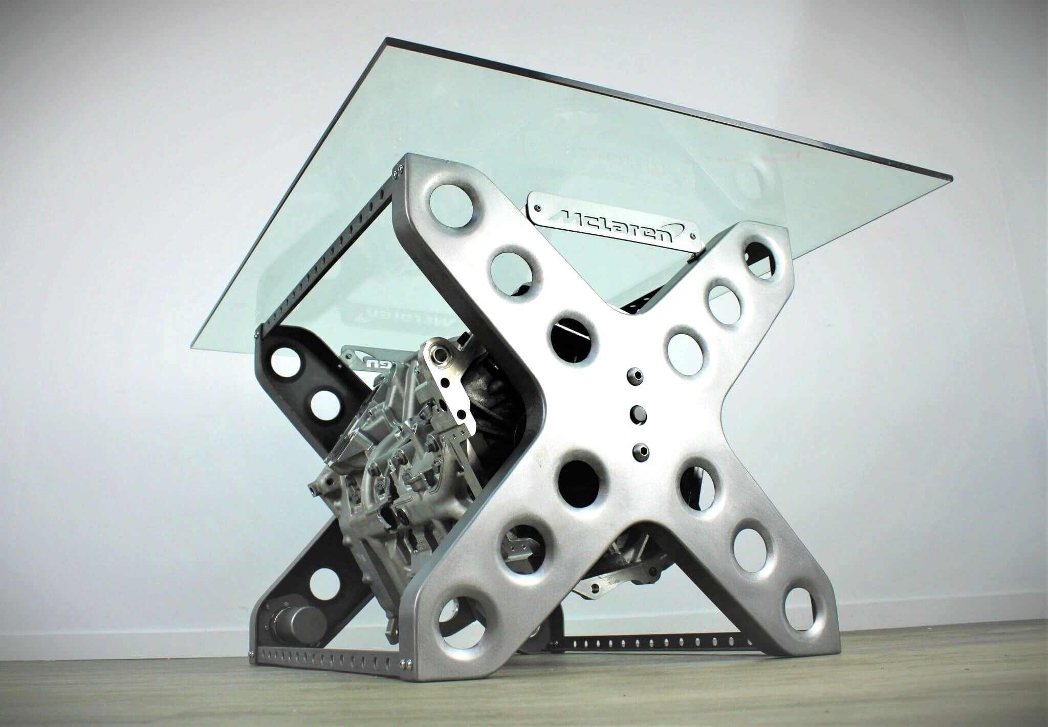 Rotating Engine Block Coffee Table - X Frame Customizable Man Cave Furniture - Ben's Auto Decor