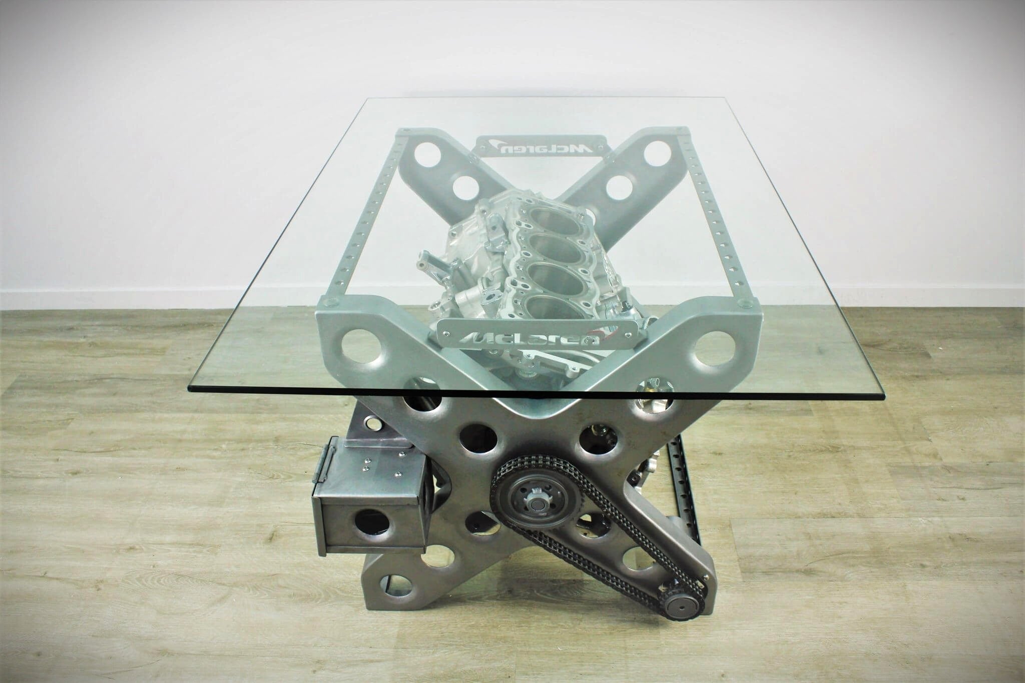 Rotating Engine Block Coffee Table - X Frame Customizable Man Cave Furniture - Ben's Auto Decor