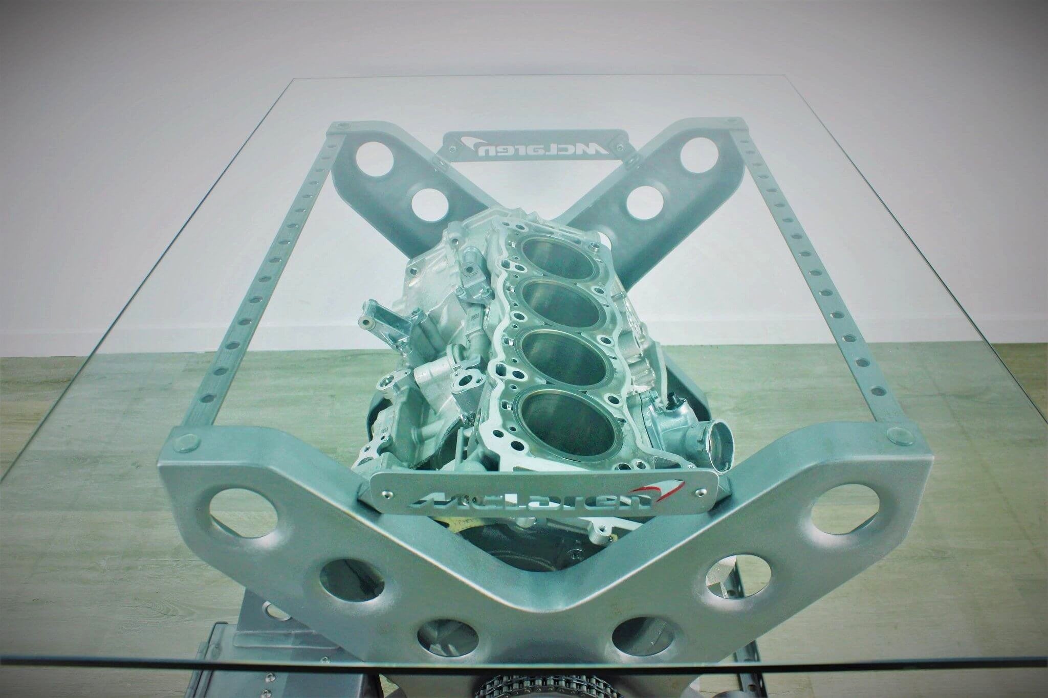 Rotating Engine Block Coffee Table - X Frame Customizable Man Cave Furniture - Ben's Auto Decor