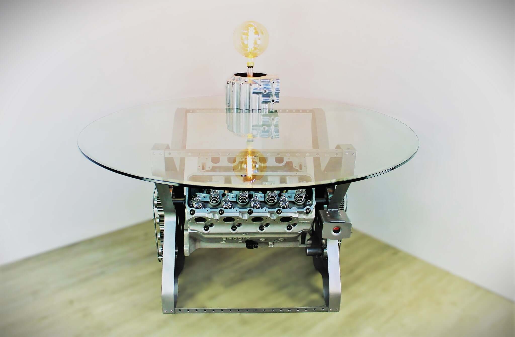 Rotating Engine Dining Table - Unique Furniture for Race Car Fans and Auto Enthusiasts - Ben's Auto Decor