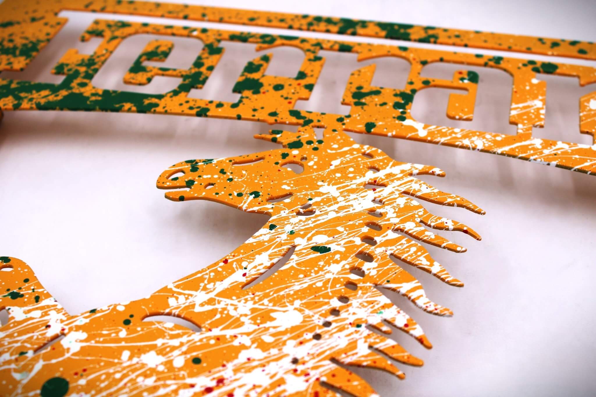 Signed Ferrari Prancing Horse Logo Metal Wall Art - Hand - Painted, Ready to Hang, Unique Decor for Car Guys and Man Caves - Ben's Auto Decor