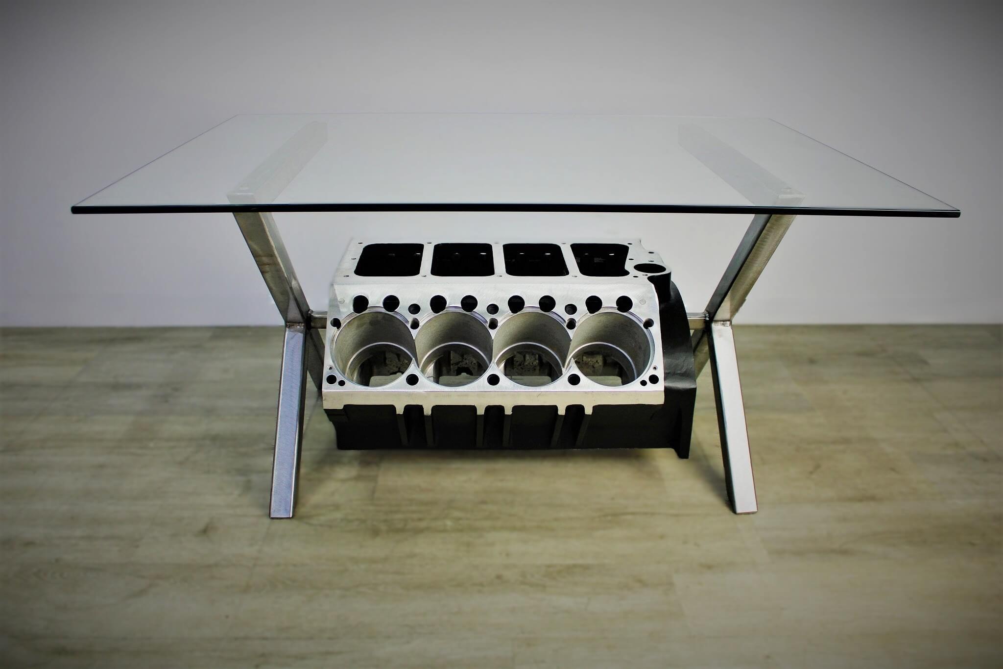 Top Fuel Donovan 417 Aluminum Engine Coffee Table - Unique Man Cave Furniture - Ben's Auto Decor