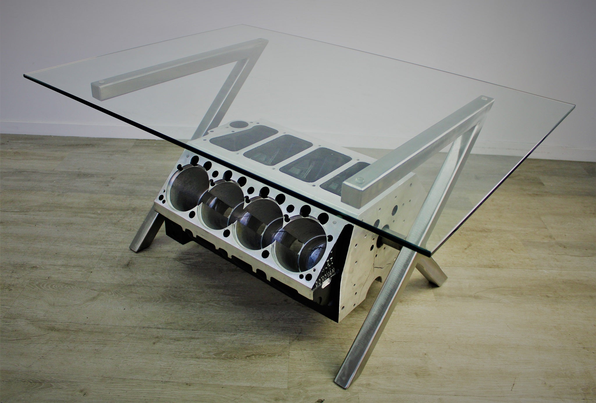 Top Fuel Donovan 417 Aluminum Engine Coffee Table - Unique Man Cave Furniture - Ben's Auto Decor