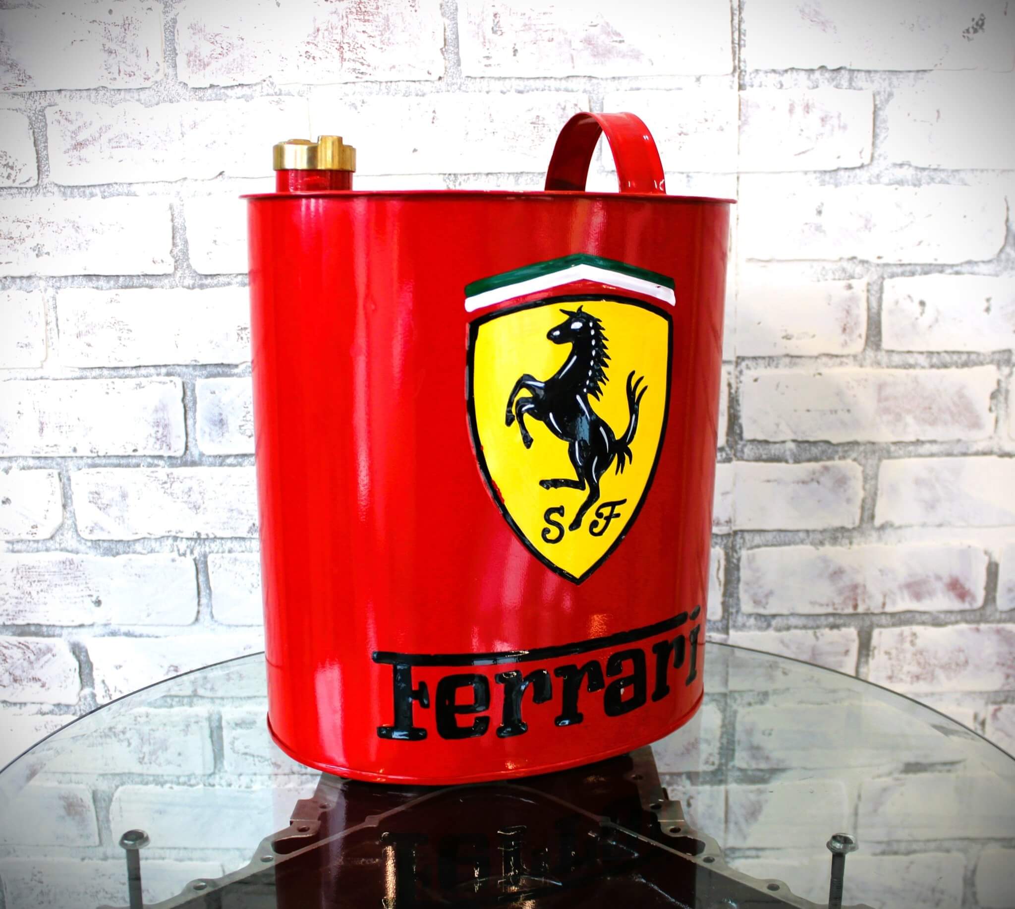 Vintage - Style Ferrari Oval Fuel Can – Hand - Painted & Limited Edition - Ben's Auto Decor