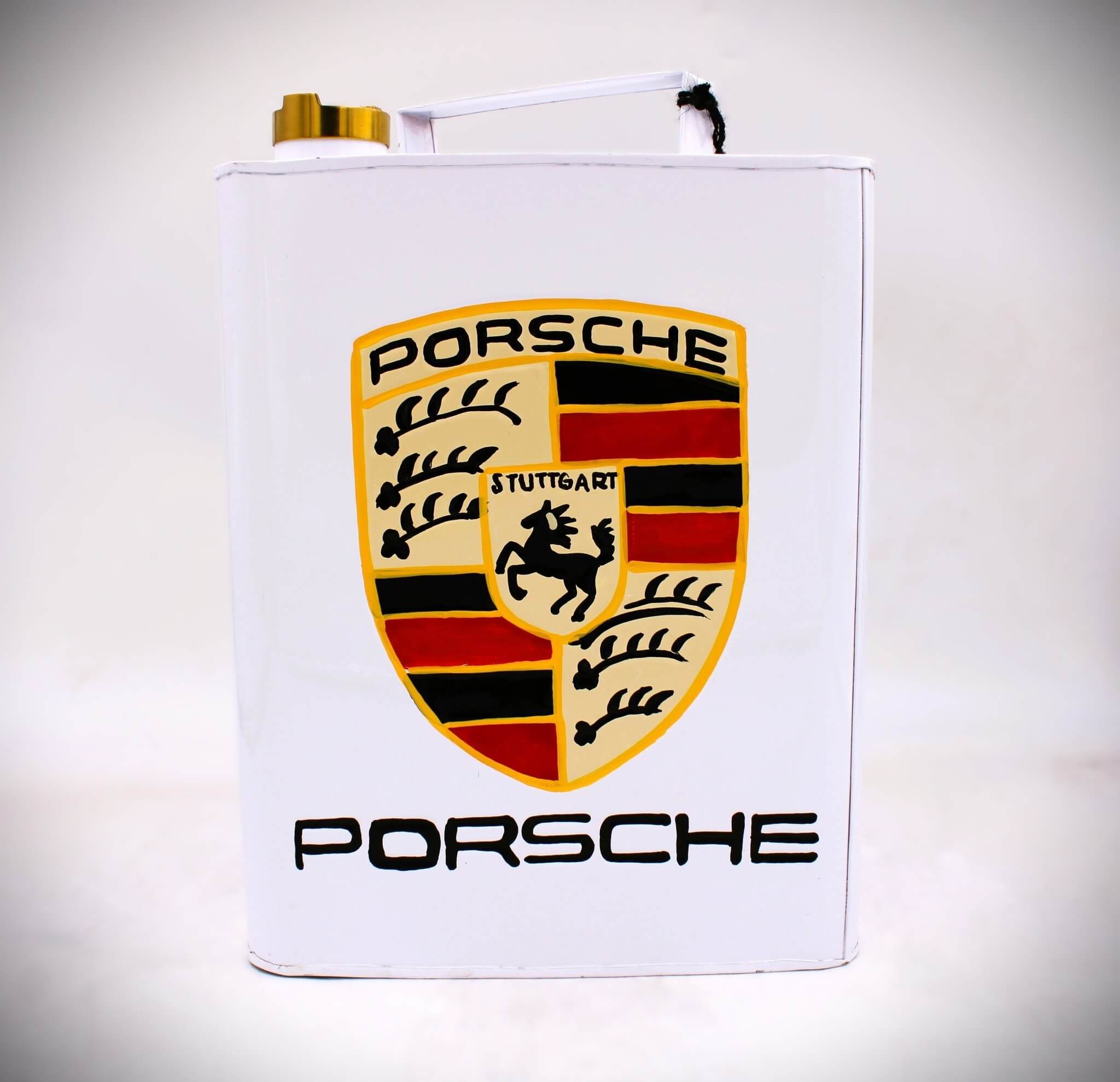 White Porsche Vintage Style Fuel Can – Hand - Painted & Limited Edition - Ben's Auto Decor