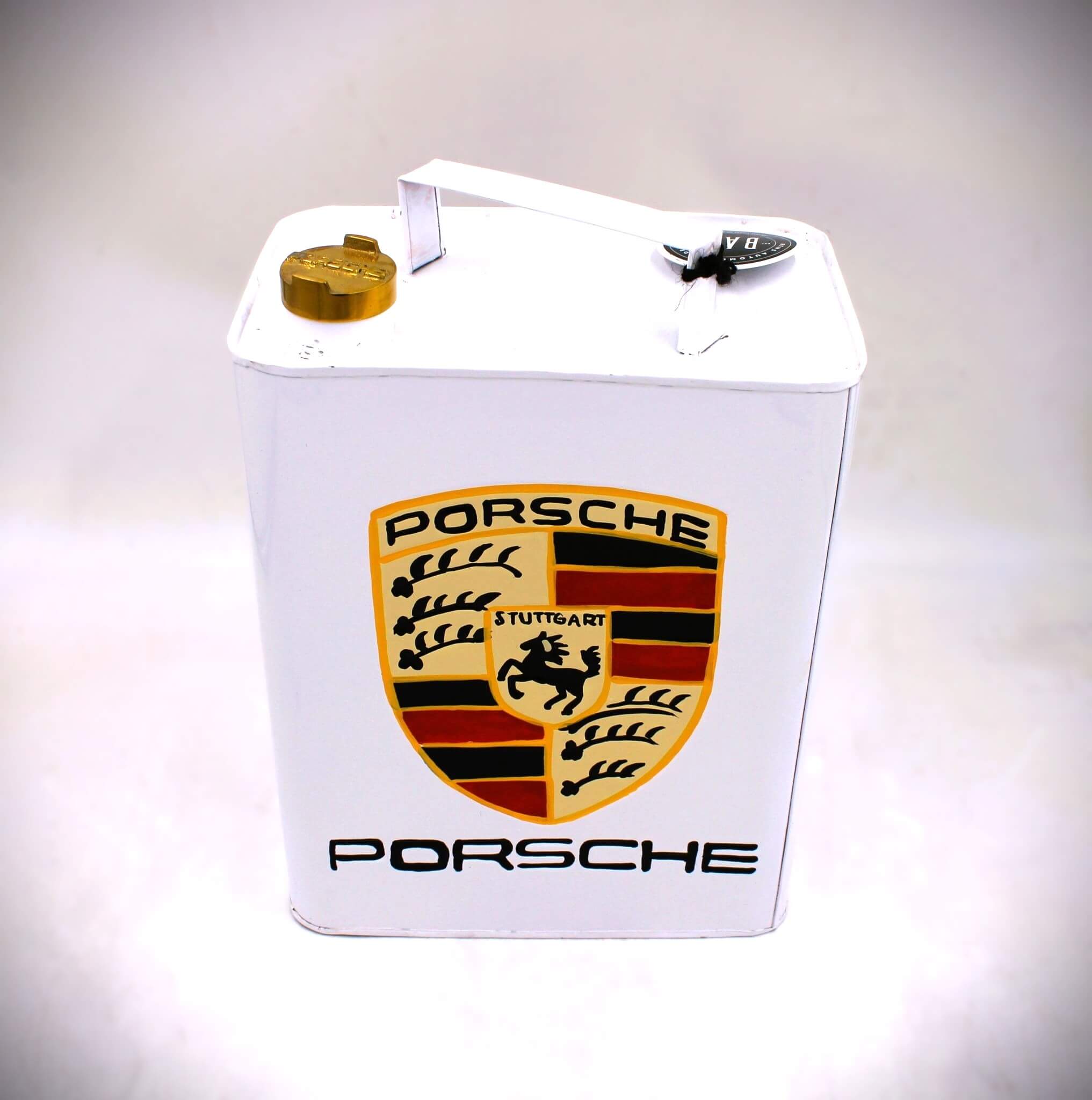 White Porsche Vintage Style Fuel Can – Hand - Painted & Limited Edition - Ben's Auto Decor