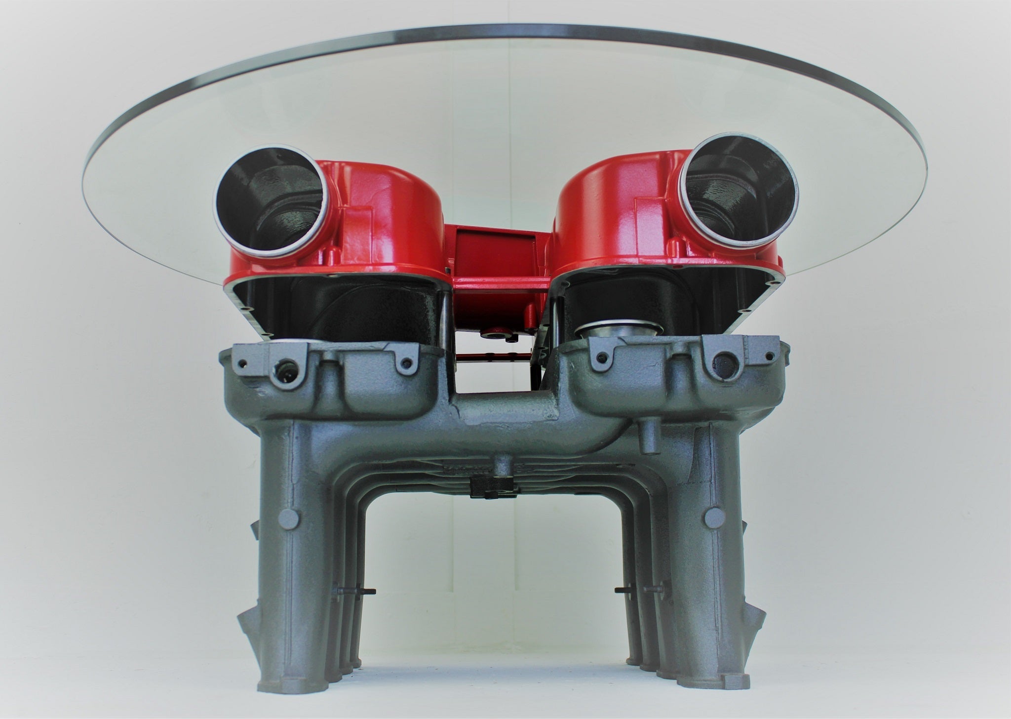 Ferrari Intake Manifold Coffee or End Table - Man Cave Furniture, Unique Automotive Decor - Ben's Auto Decor