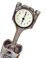 Load image into Gallery viewer, Steampunk, upcycled desk clock made from an Audi car engine piston.
