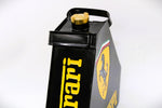Load image into Gallery viewer, Black and yellow painted gas can with the Ferrari logo displayed on all sides.
