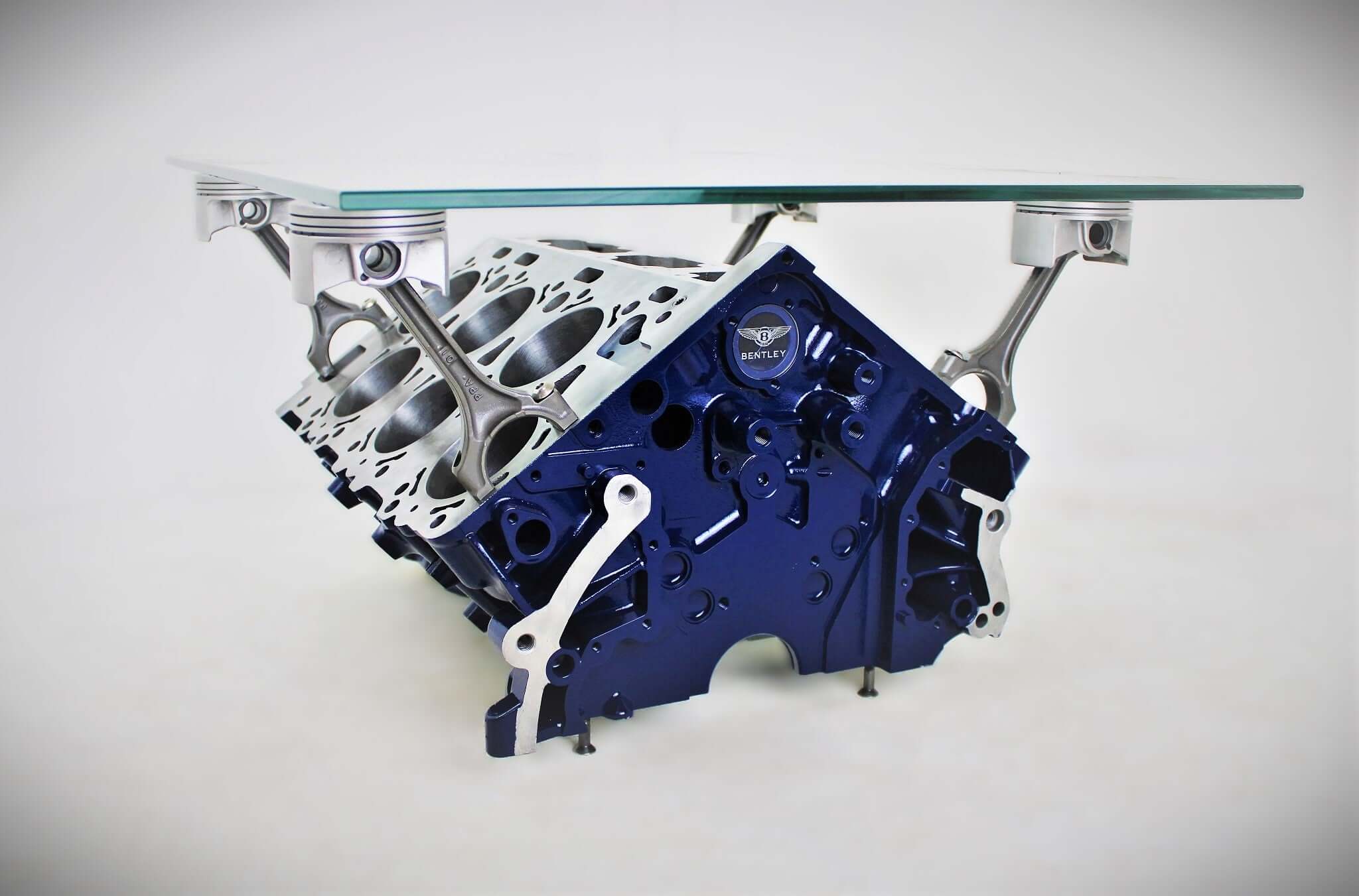 Bentley Engine Block Coffee Table - Genuine Bentley W12 Motor, Man Cave Furniture - Ben's Auto Decor