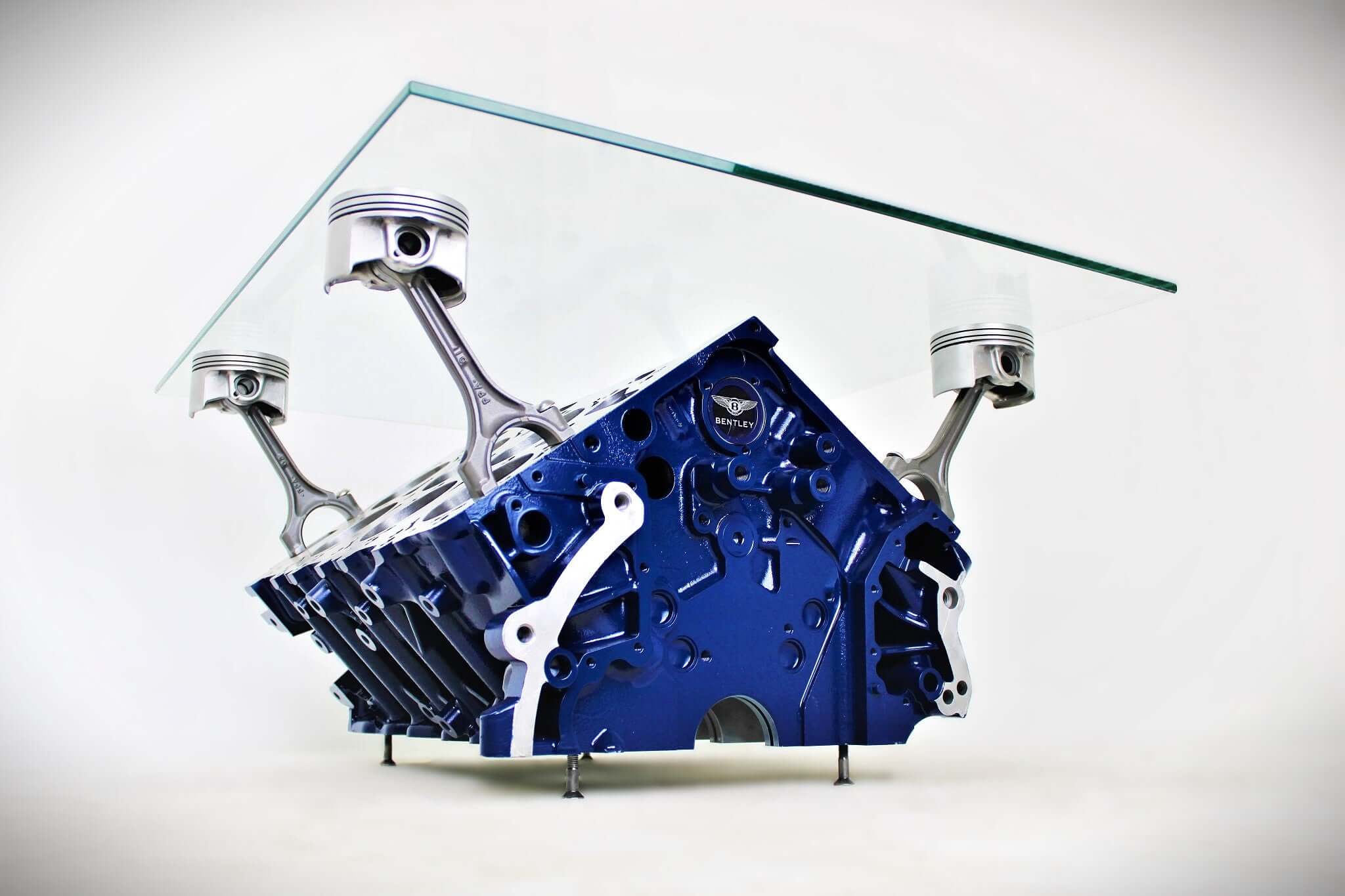 Bentley Engine Block Coffee Table - Genuine Bentley W12 Motor, Man Cave Furniture - Ben's Auto Decor