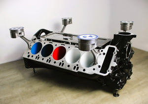 BMW M Series V10 Engine Block Coffee Table - BMW M - Power Color Scheme, Man Cave Furniture - Ben's Auto Decor