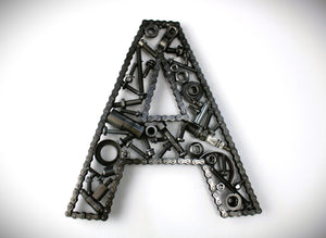 Car Part Letter A - Handmade Gift for Men, Repurposed Decor, Car Themed Sculpture - Ben's Auto Decor