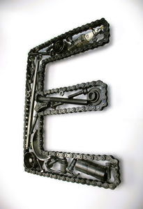 Car Part Letter E - Motorhead Gift, Unique Petrolhead Decor, Custom Metallic Wall Art - Ben's Auto Decor