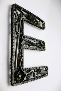Car Part Letter E - Motorhead Gift, Unique Petrolhead Decor, Custom Metallic Wall Art - Ben's Auto Decor