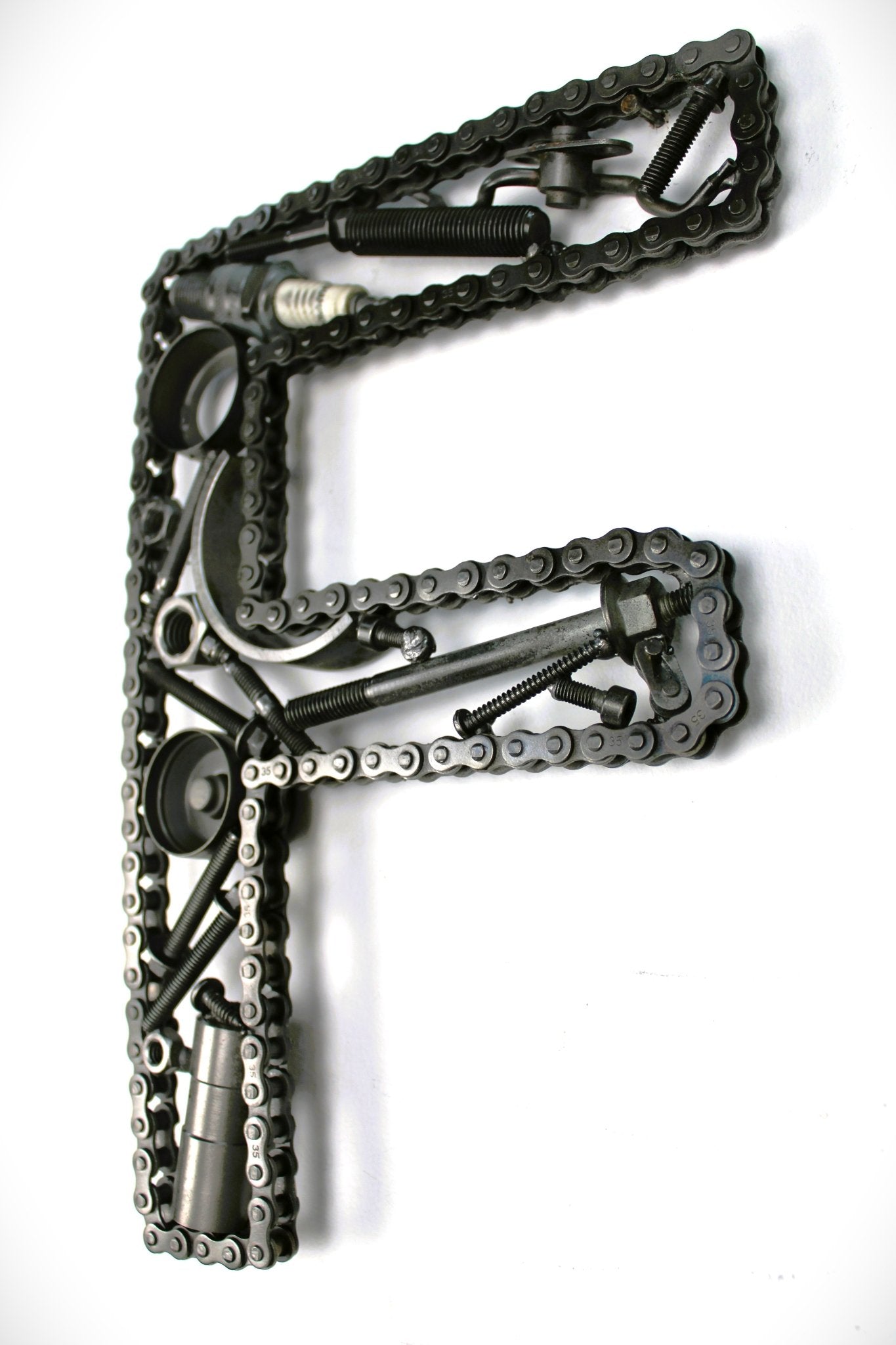 Car Part Letter F - Cool Wall Art for Car Enthusiasts, Handcrafted Last Name Initial - Ben's Auto Decor