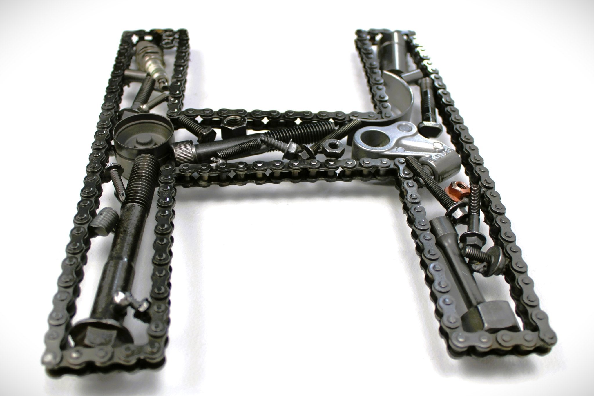 Car Part Letter H - Car Part Home Decor, Handcrafted Mechanic Gift, Custom Metal Sign - Ben's Auto Decor