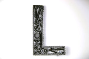 Car Part Letter L - Man Cave Wall Art, Steampunk Metal Last Name Sign - Ben's Auto Decor
