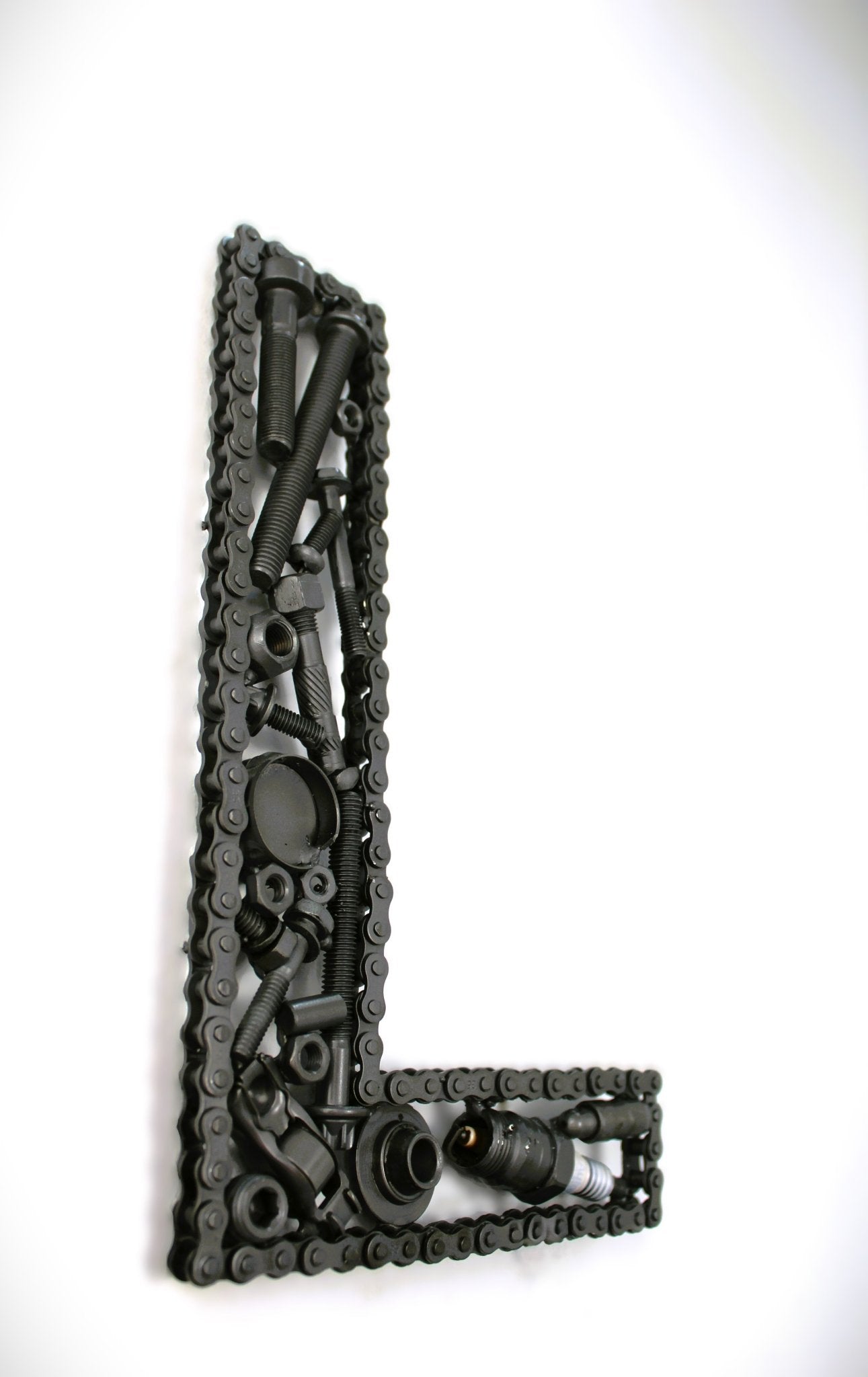 Car Part Letter L - Man Cave Wall Art, Steampunk Metal Last Name Sign - Ben's Auto Decor