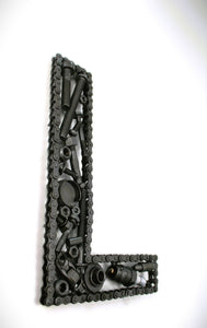 Car Part Letter L - Man Cave Wall Art, Steampunk Metal Last Name Sign - Ben's Auto Decor
