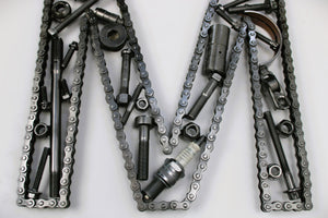 Car Part Letter M - Wall Sculpture Art, Automotive Decor, Custom Metal Sign - Ben's Auto Decor