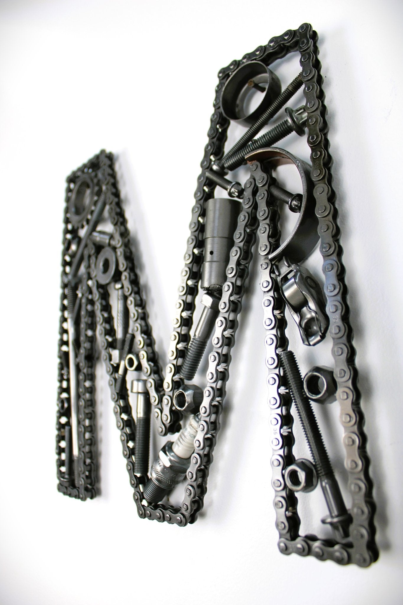 Car Part Letter M - Wall Sculpture Art, Automotive Decor, Custom Metal Sign - Ben's Auto Decor