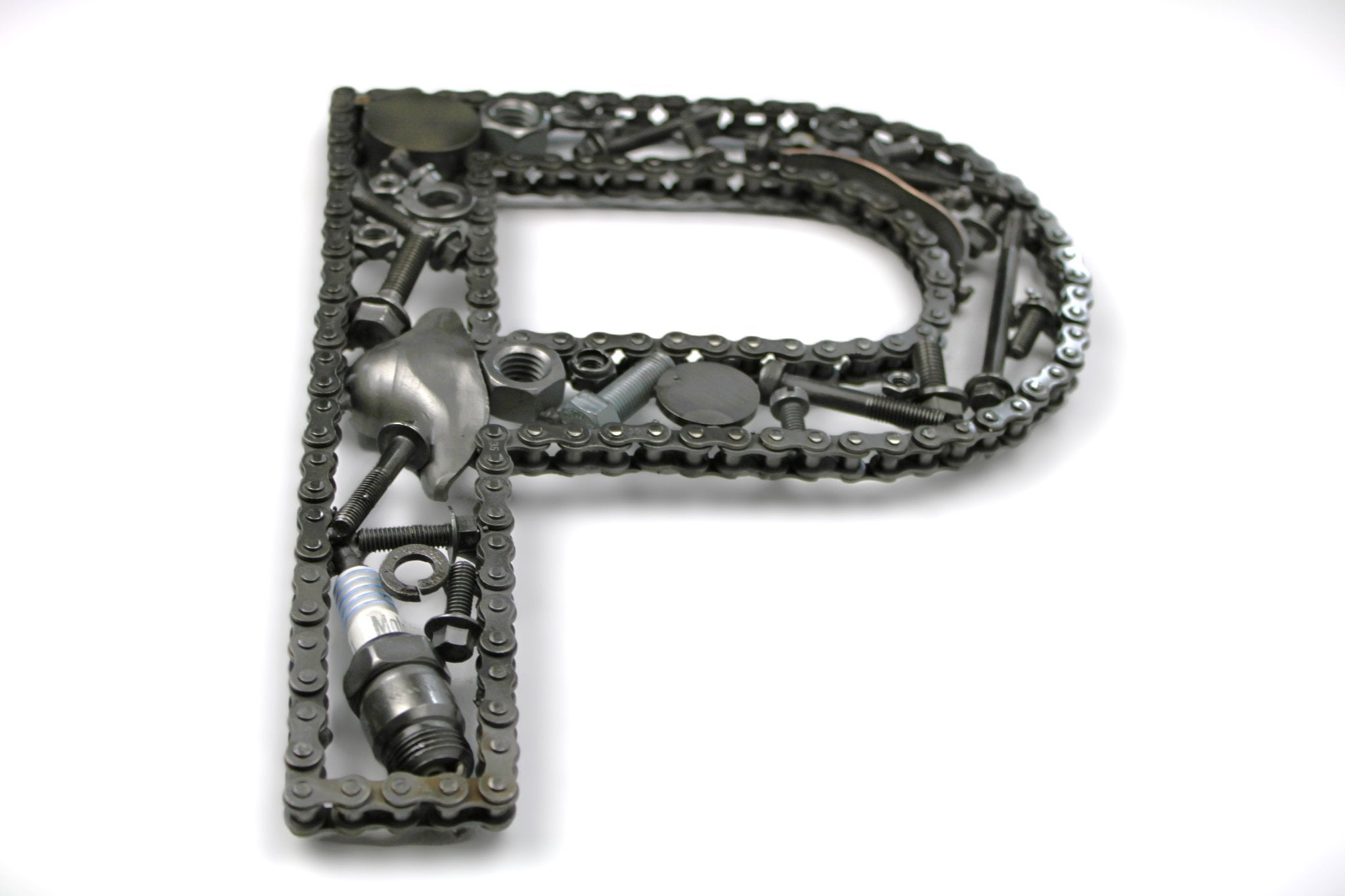 Car Part Letter P - Scrap Metal Art, Unique Gift for Car Lovers, Garage Decor - Ben's Auto Decor